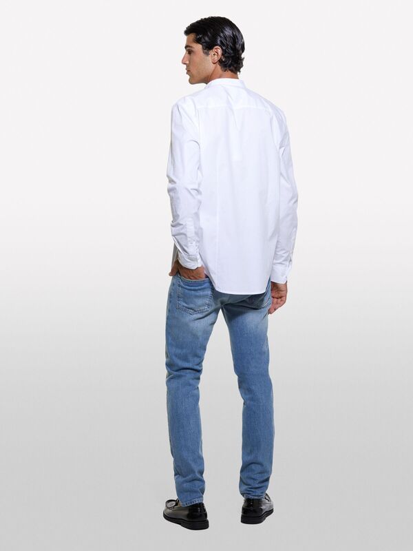 Pamuk Karışımlı Slim Fit Uzun Kollu Gömlek Erkek Beyaz Gömlek - 324A5CNXSQ032