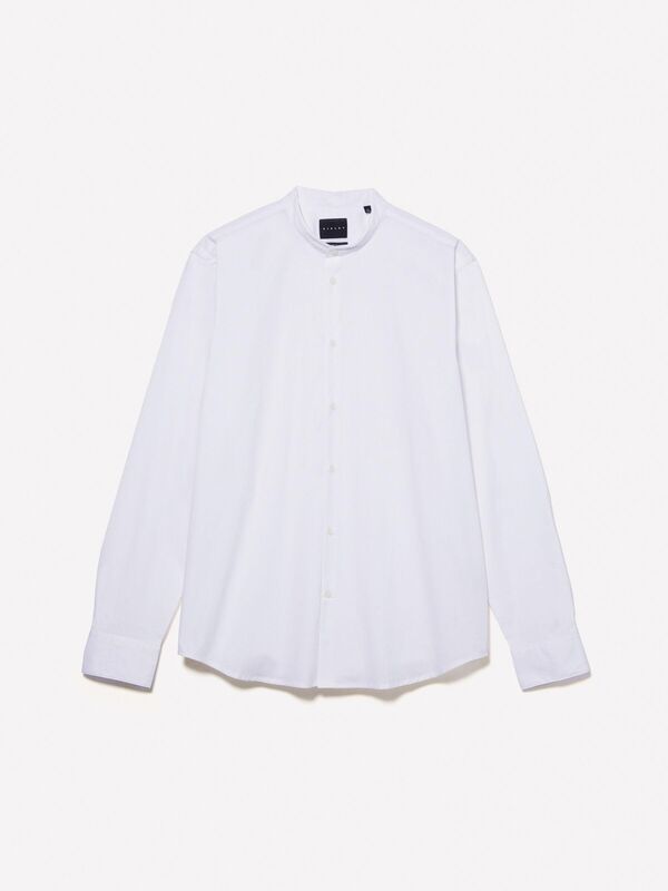 Sisley - Pamuk Karışımlı Slim Fit Uzun Kollu Gömlek Erkek Beyaz Gömlek - 324A5CNXSQ032 Sisley - Pamuk Karışımlı Slim Fit Uzun Kollu Gömlek Erkek Beyaz Gömlek - 324A5CNXSQ032