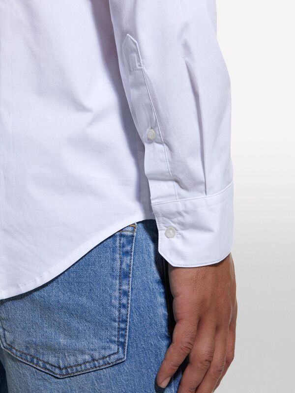 Pamuk Karışımlı Slim Fit Uzun Kollu Gömlek Erkek Beyaz Gömlek - 324A5CNXSQ032