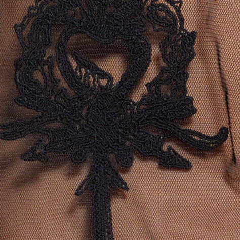 Pamuk Karışımlı Tül Detaylı Dar Kesim Bisiklet Yaka Bluz Kadın Siyah Bluz - 324A57DELQ089