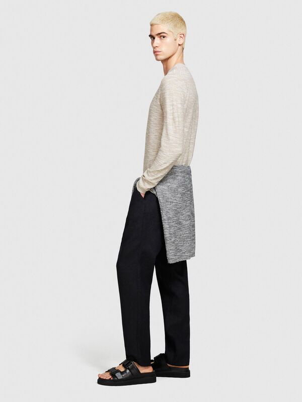 Pamuk Karışımlı Uzun Kollu Bisiklet Yaka Kazak Erkek Siyah Kazak - 324P107CT1B07