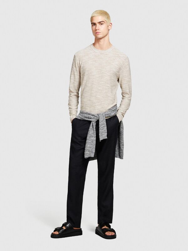 Pamuk Karışımlı Uzun Kollu Bisiklet Yaka Kazak Erkek Siyah Kazak - 324P107CT1B07