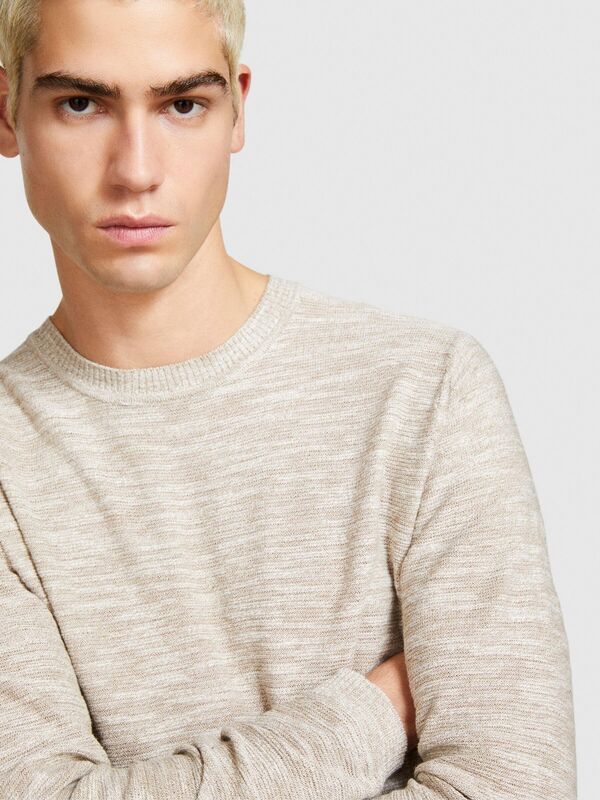 Sisley - Pamuk Karışımlı Uzun Kollu Bisiklet Yaka Kazak Erkek Siyah Kazak - 324P107CT1B07