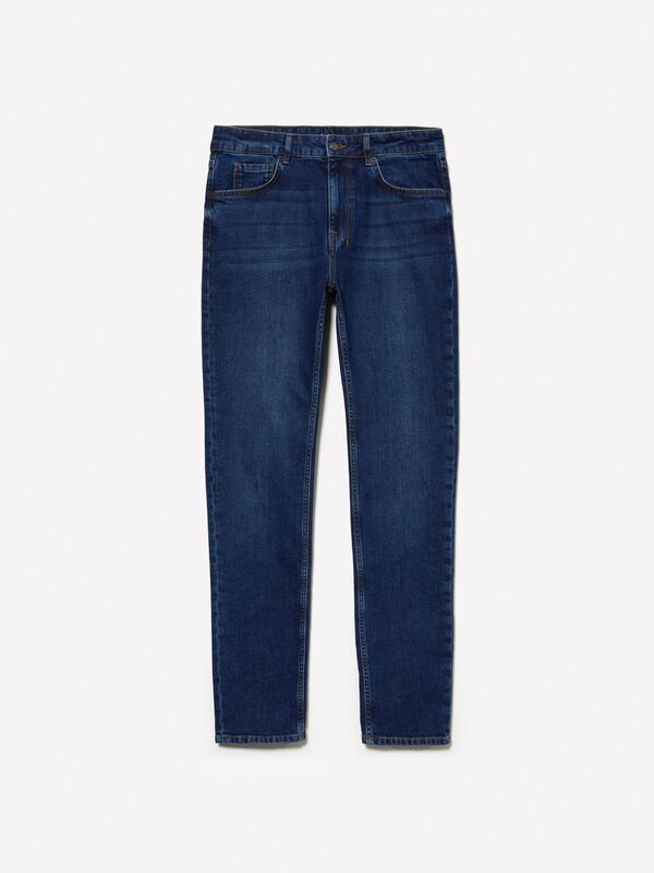 Pamuk Karışımlı Vintage Yıkama Efektli Dar Denim Pantolon Erkek Haki Mix Pantolon - 324A4S1BSE02C