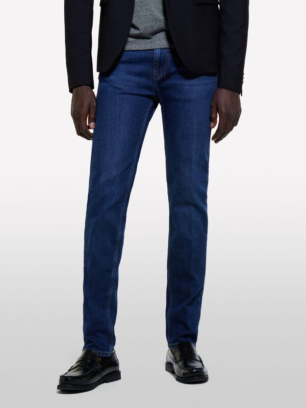 Pamuk Karışımlı Vintage Yıkama Efektli Dar Denim Pantolon Erkek Haki Mix Pantolon - 324A4S1BSE02C