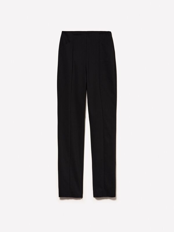 Sisley - Pamuk Karışımlı Yandan Gizli Fermuarlı Yüksek Bel Pantolon Kadın Siyah Pantolon - 324A44IYLF05Q Sisley - Pamuk Karışımlı Yandan Gizli Fermuarlı Yüksek Bel Pantolon Kadın Siyah Pantolon - 324A44IYLF05Q