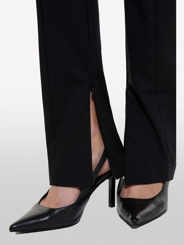 Pamuk Karışımlı Yandan Gizli Fermuarlı Yüksek Bel Pantolon Kadın Siyah Pantolon - 324A44IYLF05Q