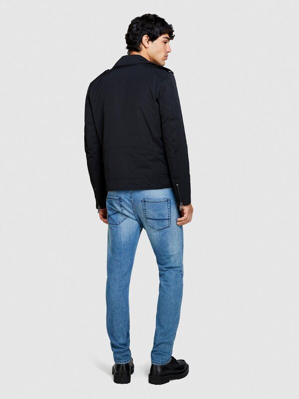 Sisley - Pamuk Karışımlı Yıkama Efektli Skinny Fit Denim Pantolon Erkek Siyah Mix Pantolon - 324P4Y7V576L9