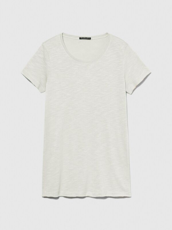 Pamuk Modal Karışımlı Bisiklet Yaka T-Shirt Kadın Bej T-Shirt - 324P3TNHL103L