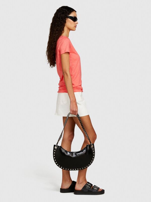 Sisley - Pamuk Modal Karışımlı Bisiklet Yaka T-Shirt Kadın Düzenlenecek T-Shirt - 324P3TNHL103L