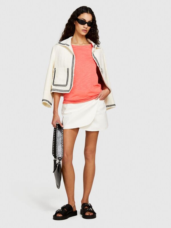 Pamuk Modal Karışımlı Bisiklet Yaka T-Shirt Kadın Düzenlenecek T-Shirt - 324P3TNHL103L