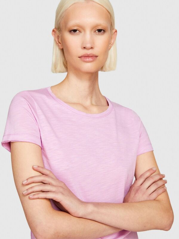 Pamuk Modal Karışımlı Bisiklet Yaka T-Shirt Kadın Sarı T-Shirt - 324P3TNHL103L