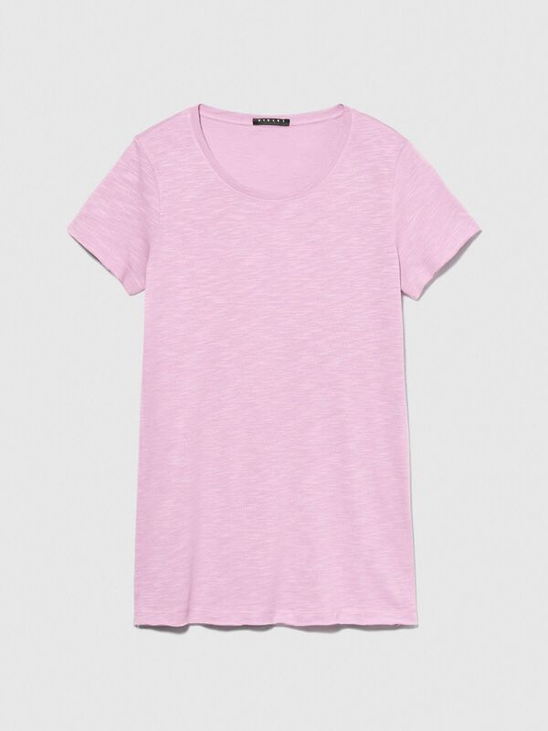 Pamuk Modal Karışımlı Bisiklet Yaka T-Shirt Kadın Sarı T-Shirt - 324P3TNHL103L