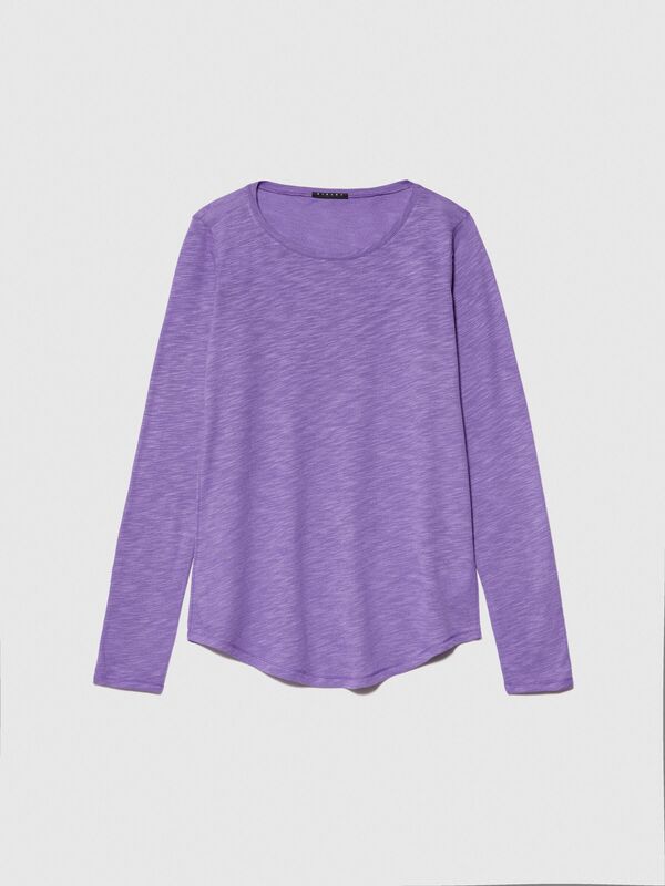 Pamuk Modal Karışımlı Bisiklet Yaka Uzun Kollu T-Shirt Kadın 3M1 T-Shirt - 324P3TNHL119S