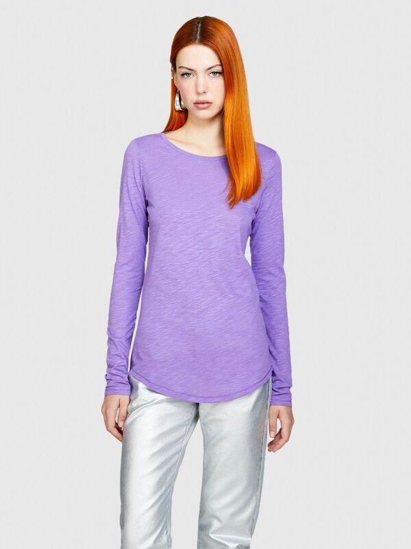 Pamuk Modal Karışımlı Bisiklet Yaka Uzun Kollu T-Shirt Kadın 3M1 T-Shirt - 324P3TNHL119S