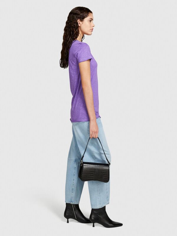 Pamuk Modal Karışımlı Normal Kalıp Bisiklet Yaka T-Shirt Kadın 3M1 T-Shirt - 324P3TNHL11A2