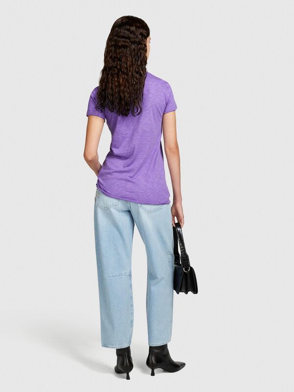 Pamuk Modal Karışımlı Normal Kalıp Bisiklet Yaka T-Shirt Kadın 3M1 T-Shirt - 324P3TNHL11A2