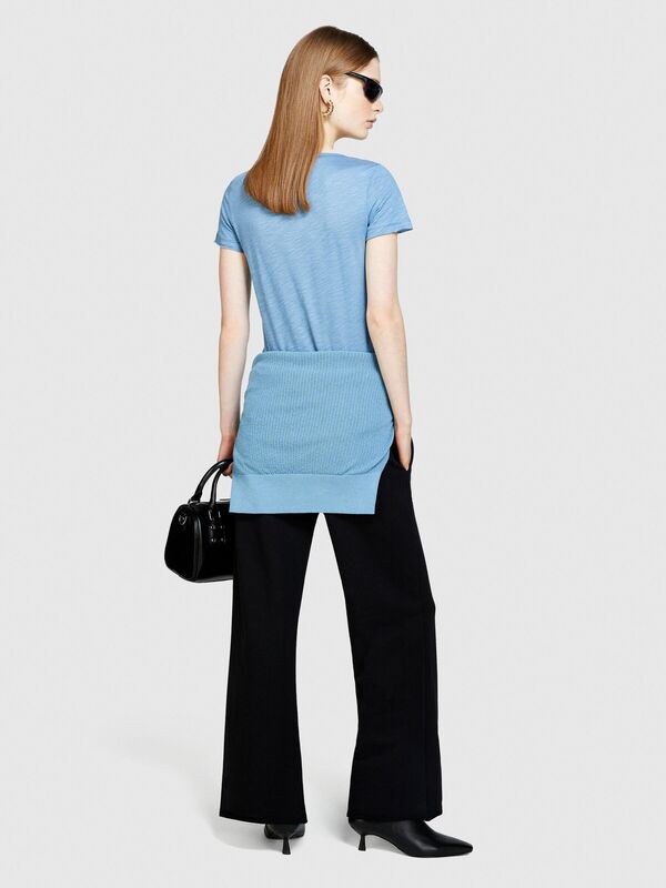 Sisley - Pamuk Modal Karışımlı Normal Kalıp Bisiklet Yaka T-Shirt Kadın Renkli T-Shirt - 324P3TNHL11A2