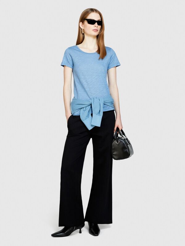 Pamuk Modal Karışımlı Normal Kalıp Bisiklet Yaka T-Shirt Kadın Renkli T-Shirt - 324P3TNHL11A2