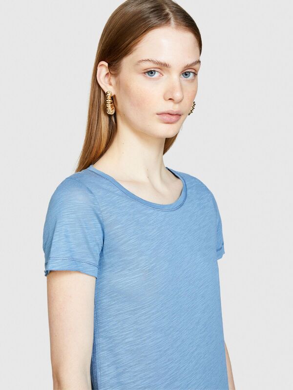 Pamuk Modal Karışımlı Normal Kalıp Bisiklet Yaka T-Shirt Kadın Renkli T-Shirt - 324P3TNHL11A2