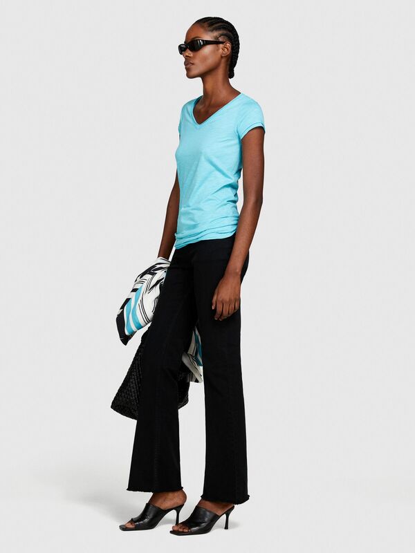 Pamuk Modal Karışımlı V Yaka T-Shirt Kadın 2B0 T-Shirt - 324P3TNHL400E