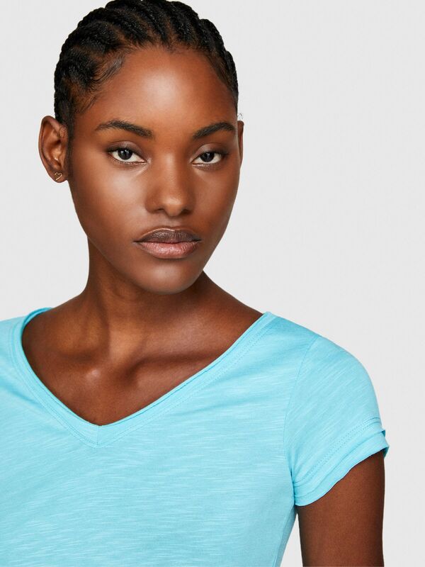 Pamuk Modal Karışımlı V Yaka T-Shirt Kadın 2B0 T-Shirt - 324P3TNHL400E