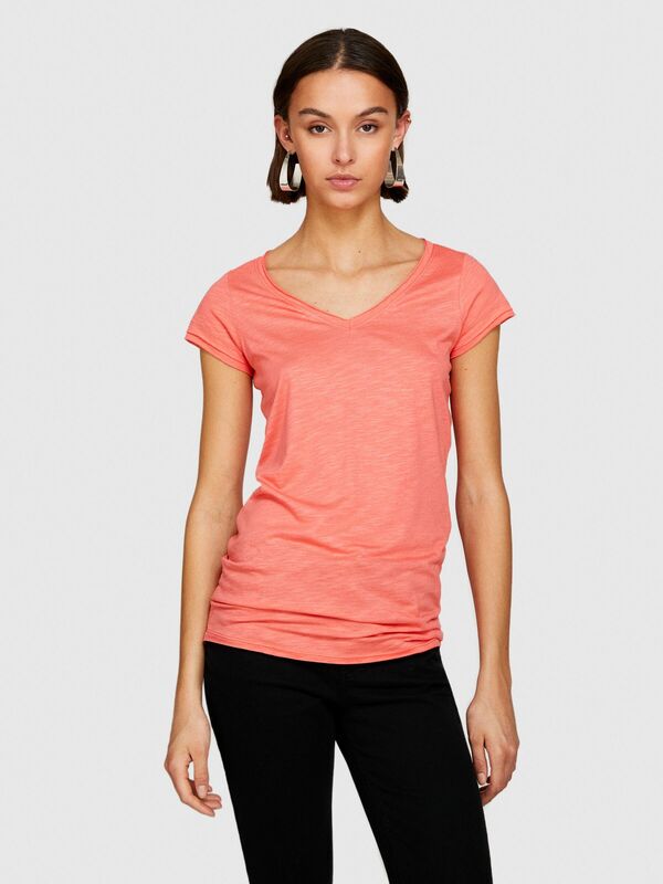 Pamuk Modal Karışımlı V Yaka T-Shirt Kadın Düzenlenecek T-Shirt - 324P3TNHL400E