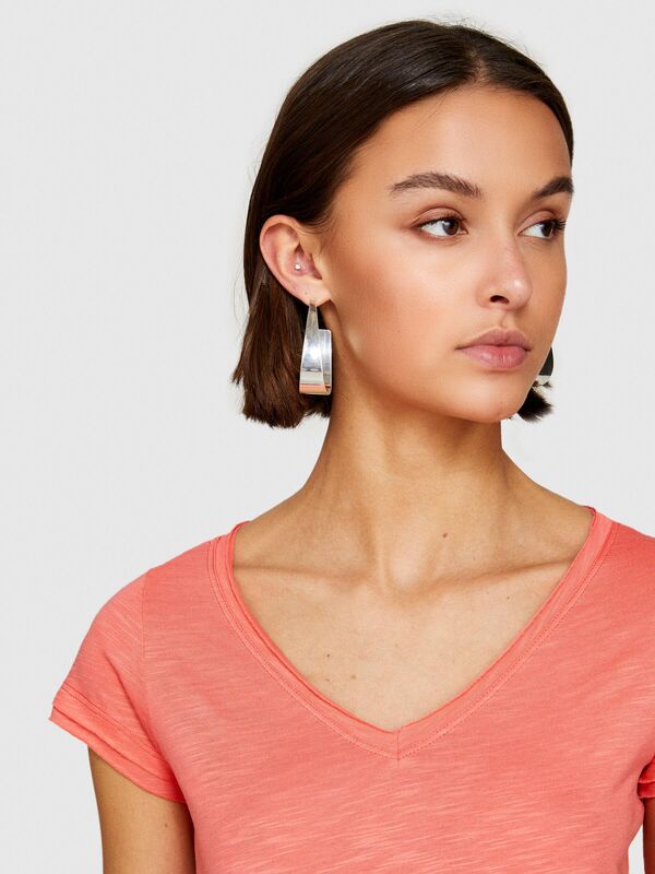 Pamuk Modal Karışımlı V Yaka T-Shirt Kadın Düzenlenecek T-Shirt - 324P3TNHL400E