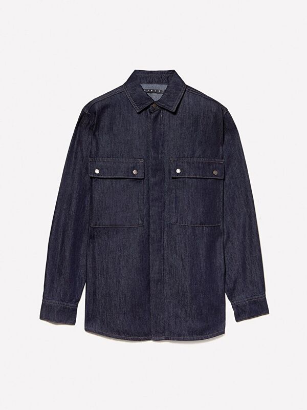 Pamuk ve Liyosel Karışımlı Çıtçıtlı Denim Gömlek Kadın Açık Mavi Gömlek - 325A547ZLQ09D