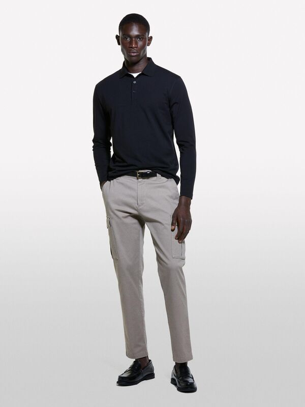 Sisley - Pamuk ve Modal Karışımlı Ribanalı Yaka Uzun Kollu Gömlek Erkek Siyah Gömlek - 324A32WHS300R