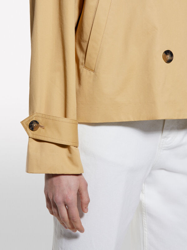 Pamuklu Kruvaze Kısa Trençkot Kadın Sarı Trençkot - 325P227YLN05Q