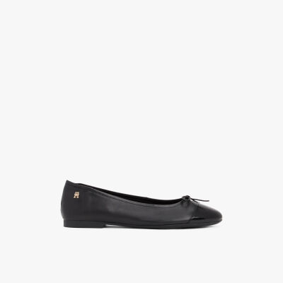Tommy Hilfiger - PATENT TOE-CAP LTHR BALLERINA Kadın Siyah Ayakkabı - FW0FW08830