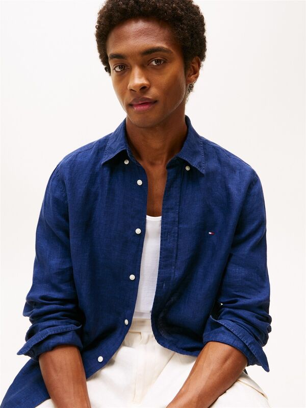 Tommy Hilfiger - PIGMENT DYED LI SOLID RF SHIRT Erkek Mavi Gömlek - MW0MW34602 Tommy Hilfiger - PIGMENT DYED LI SOLID RF SHIRT Erkek Mavi Gömlek - MW0MW34602