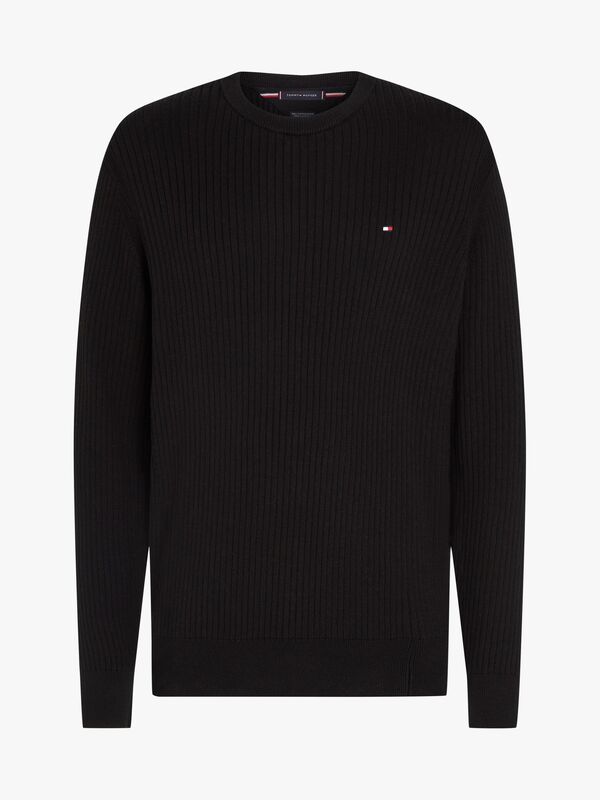 Tommy Hilfiger - PIMA CTN CASH STRUCTURE CREW Erkek Siyah Kazak - MW0MW40449