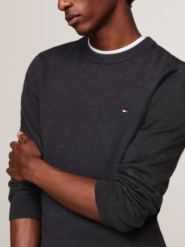 PIMA ORG CTN CASHMERE CREW NECK Erkek Gri Kazak - MW0MW28046
