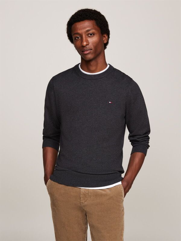 Tommy Hilfiger - PIMA ORG CTN CASHMERE CREW NECK Erkek Gri Kazak - MW0MW28046