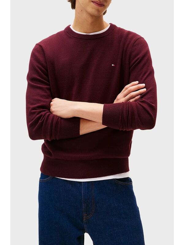 Tommy Hilfiger - PIMA ORG CTN CASHMERE CREW NECK Erkek Kırmızı Kazak - MW0MW28046