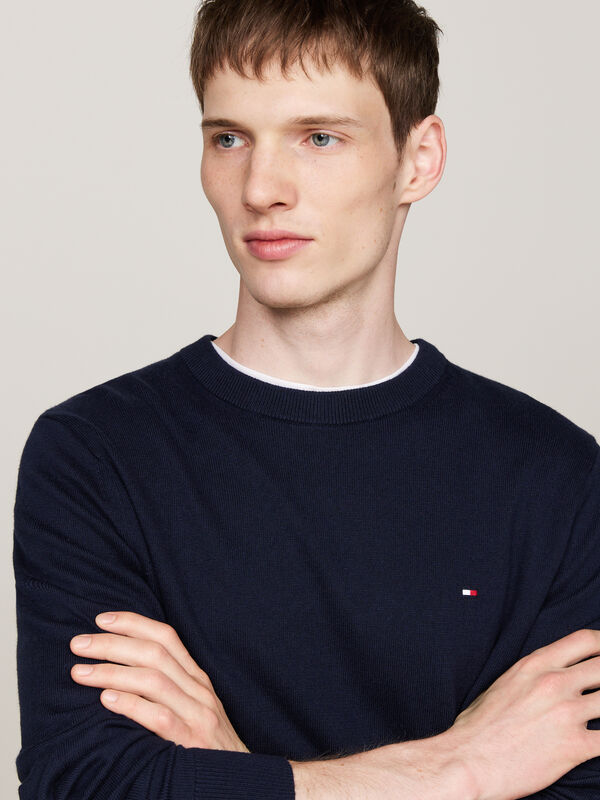 PIMA ORG CTN CASHMERE CREW NECK Erkek Mavi Kazak - MW0MW28046