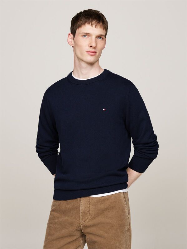 Tommy Hilfiger - PIMA ORG CTN CASHMERE CREW NECK Erkek Mavi Kazak - MW0MW28046