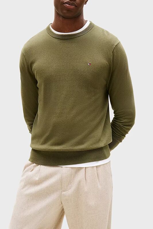 Tommy Hilfiger - PIMA ORG CTN CASHMERE CREW NECK Erkek Yeşil Kazak - MW0MW28046