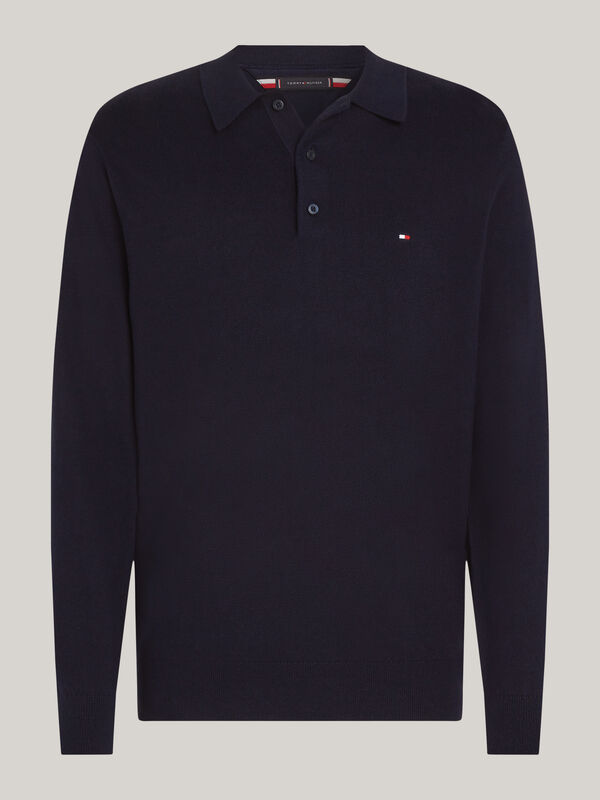 PIMA ORG CTN CASHMERE LS POLO Erkek Mavi Kazak - MW0MW36519