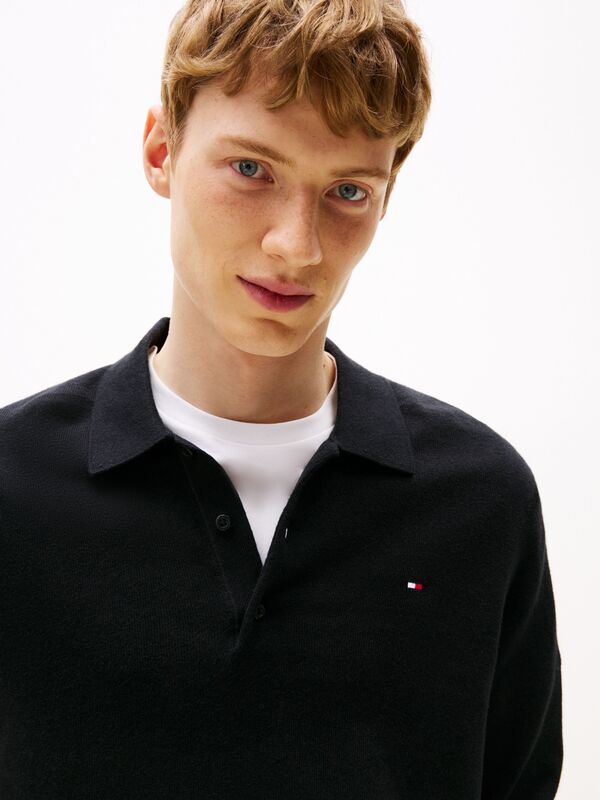 PIMA ORG CTN CASHMERE LS POLO Erkek Siyah Kazak - MW0MW36519