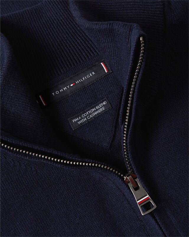 PIMA ORG CTN CASHMERE ZIP MOCK Erkek Mavi Kazak - MW0MW28049