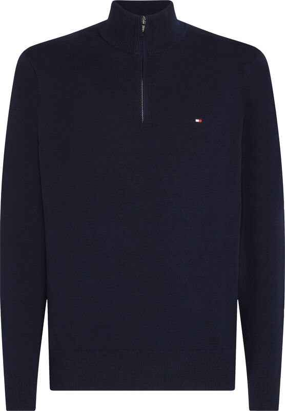 PIMA ORG CTN CASHMERE ZIP MOCK Erkek Mavi Kazak - MW0MW28049