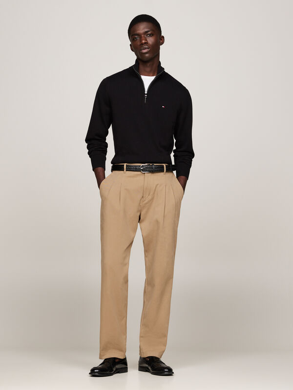 PIMA ORG CTN CASHMERE ZIP MOCK Erkek Siyah Kazak - MW0MW28049