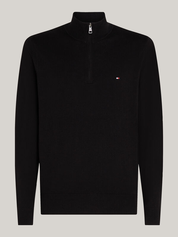 PIMA ORG CTN CASHMERE ZIP MOCK Erkek Siyah Kazak - MW0MW28049