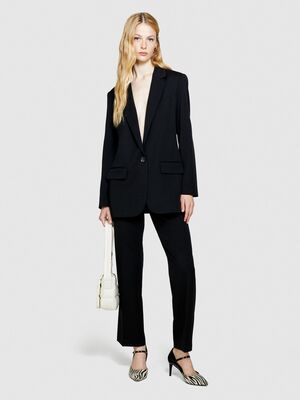 Sisley - Poliviskoz Esnek Vatkalı Blazer Ceket Kadın Siyah Ceket - 323A2ZCWLW00M