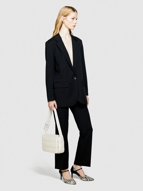 Poliviskoz Esnek Vatkalı Blazer Ceket Kadın Siyah Ceket - 323A2ZCWLW00M