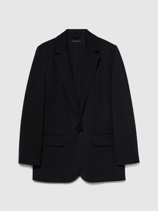 Poliviskoz Esnek Vatkalı Blazer Ceket Kadın Siyah Ceket - 323A2ZCWLW00M