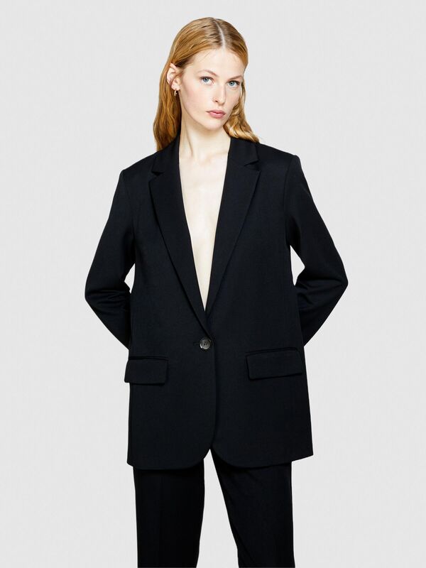 Poliviskoz Esnek Vatkalı Blazer Ceket Kadın Siyah Ceket - 323A2ZCWLW00M